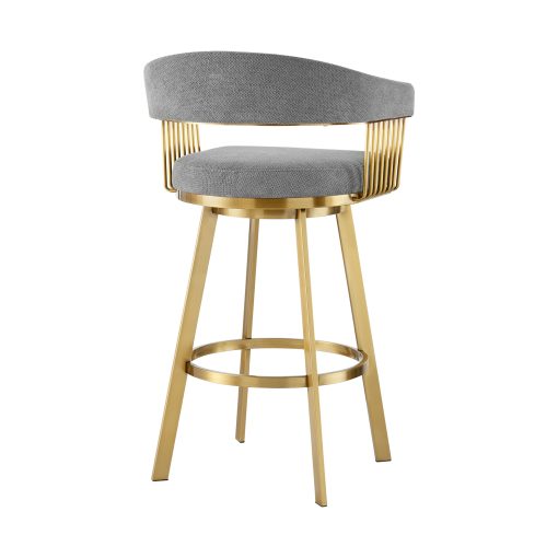 Armen Living Chelsea Swivel Gold Brushed Stainless Steel Stool - Image 11