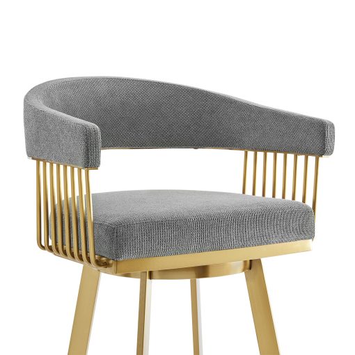 Armen Living Chelsea Swivel Gold Brushed Stainless Steel Stool - Image 12