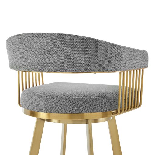 Armen Living Chelsea Swivel Gold Brushed Stainless Steel Stool - Image 13