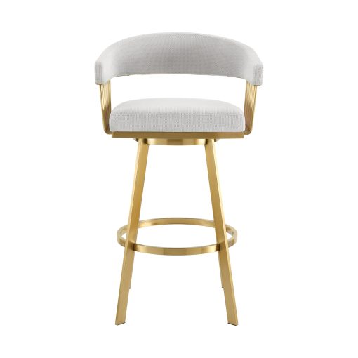 Armen Living Chelsea Swivel Gold Brushed Stainless Steel Stool - Image 18