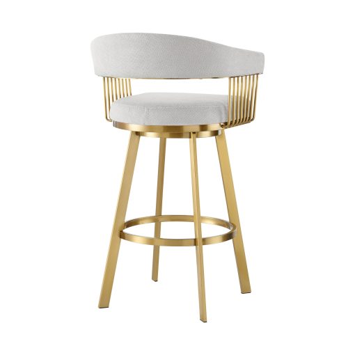 Armen Living Chelsea Swivel Gold Brushed Stainless Steel Stool - Image 19