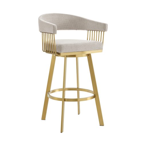 Armen Living Chelsea Swivel Gold Brushed Stainless Steel Stool