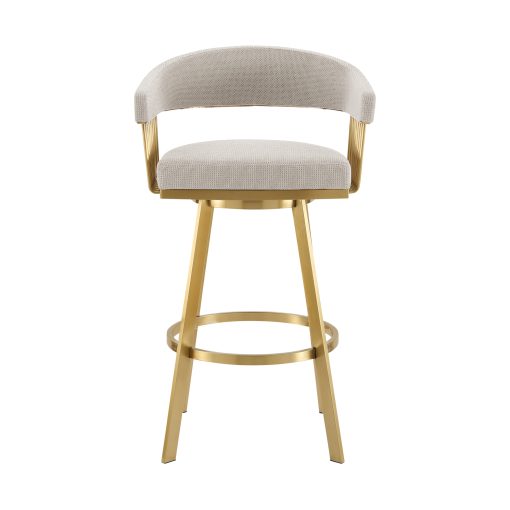 Armen Living Chelsea Swivel Gold Brushed Stainless Steel Stool - Image 2