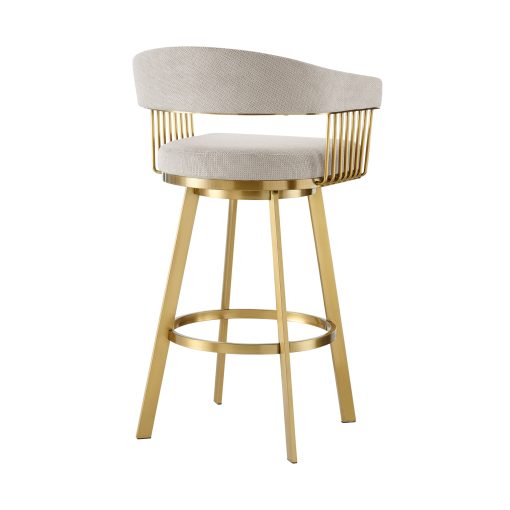 Armen Living Chelsea Swivel Gold Brushed Stainless Steel Stool - Image 3