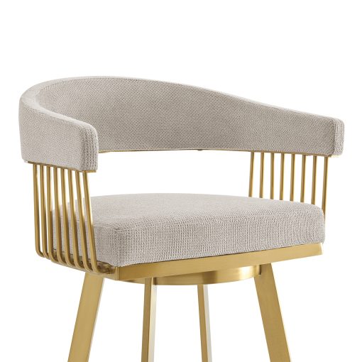 Armen Living Chelsea Swivel Gold Brushed Stainless Steel Stool - Image 4