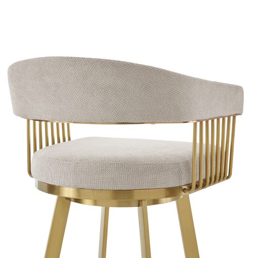 Armen Living Chelsea Swivel Gold Brushed Stainless Steel Stool - Image 5