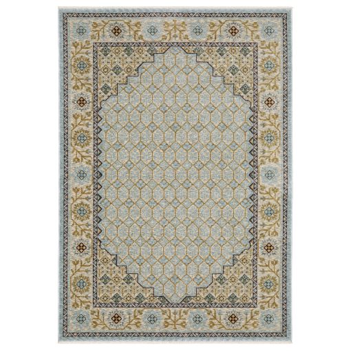 Capella Traditional Floral Blue/ Gold Rectangle Rug