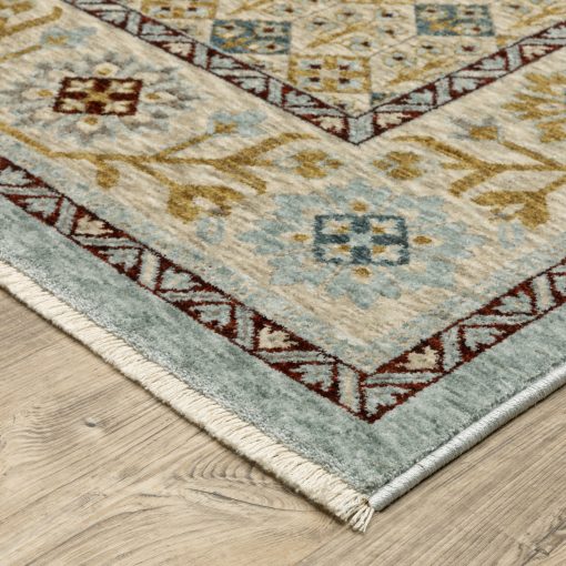 Capella Traditional Floral Blue/ Gold Rectangle Rug - Image 4