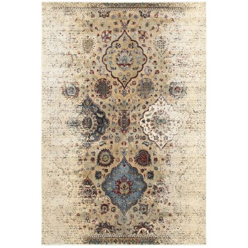 Empire Casual Floral Ivory/ Blue Rectangle Rug