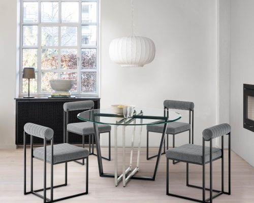 Armen Living Devi Anastasia 5 Piece Round Glass Dining Table Set