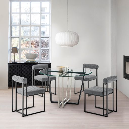 Armen Living Devi Anastasia 5 Piece Round Glass Dining Table Set