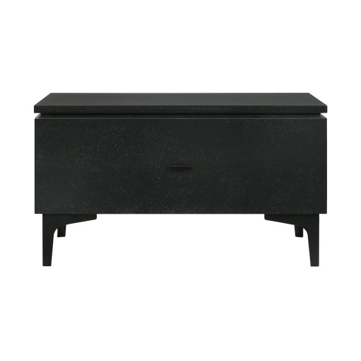 Mat black nightstand with drawer image