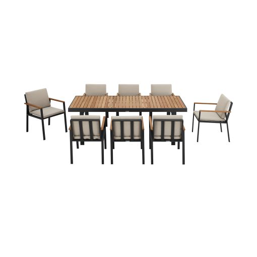 Armen Living Nofi Outdoor Patio 9 Piece Dining Set