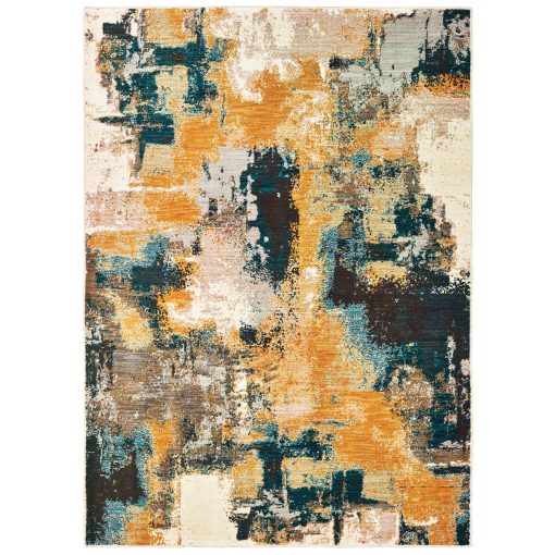 Sedona Contemporary Abstract 9593A Blue/ Gold Rectangle Rug