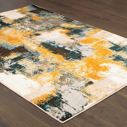 Sedona Contemporary Abstract 9593A Blue/ Gold Rectangle Rug - Image 3