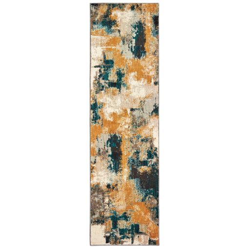 Sedona Contemporary Abstract 9593A Blue/ Gold Rectangle Rug - Image 2