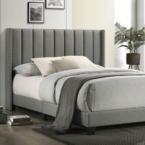 Kailey Contemporary Solid Wood Light Gray Bed