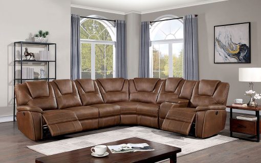 Erfurt Transitional Solid Wood Brown Power Sectional