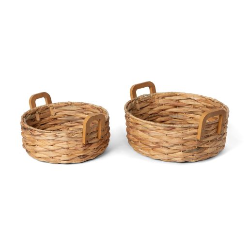 Park Hill Woven Water Hyacinth Round Serving Basket - Image 4