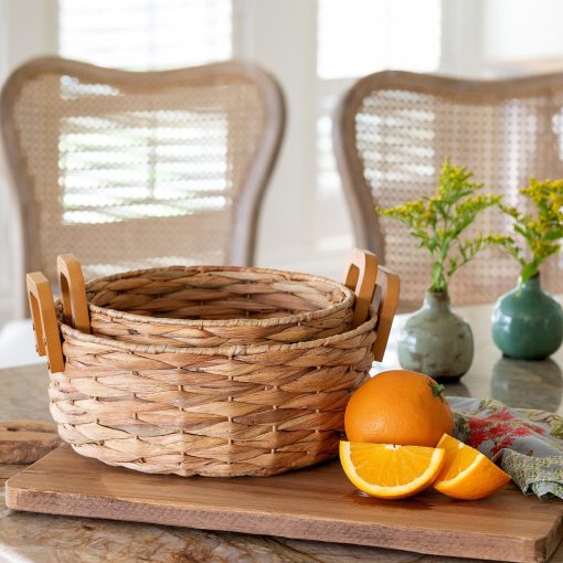 Park Hill Woven Water Hyacinth Round Serving Basket - Image 2