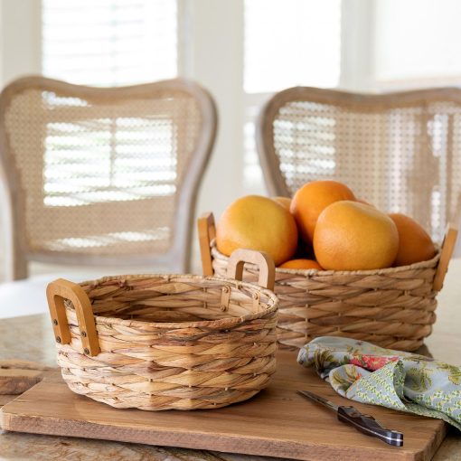 Park Hill Woven Water Hyacinth Round Serving Basket - Image 3