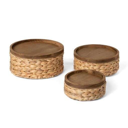 Park Hill Woven Water Hyacinth Round Storage Basket - Set of 3 - Image 3