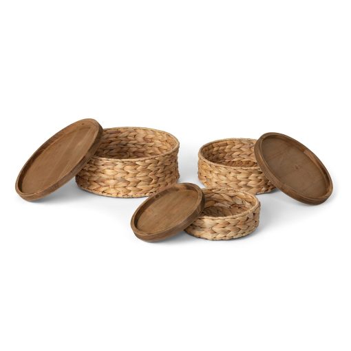 Park Hill Woven Water Hyacinth Round Storage Basket - Set of 3 - Image 4