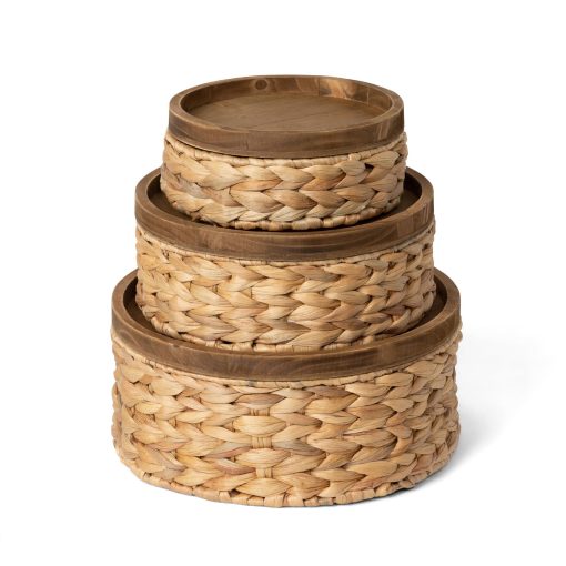 Park Hill Woven Water Hyacinth Round Storage Basket - Set of 3 - Image 5