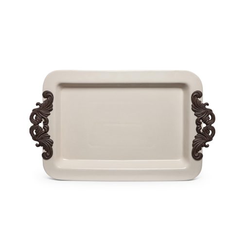 Park Hill Stoneware Tray with Acanthus Pattern Handles