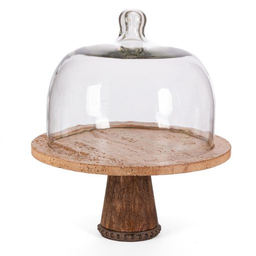 Park Hill Marble Cake Plate with Glass Dome on Pedestal