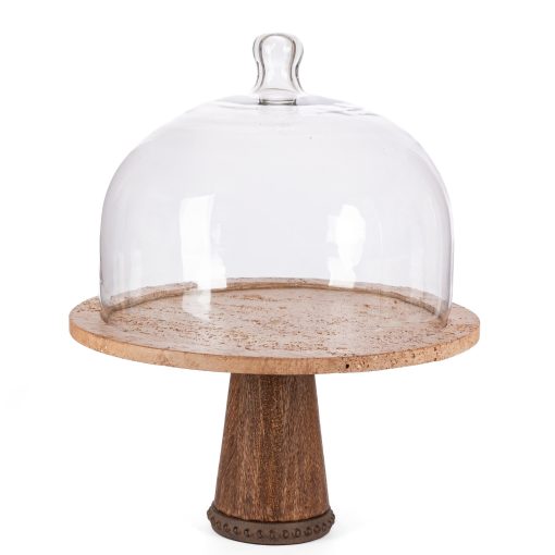 Park Hill Marble Cake Plate with Glass Dome on Pedestal - Image 2