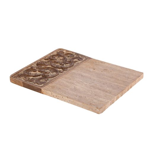 Park Hill Acanthus Carved Wood and Marble Natural Large Cutting Board