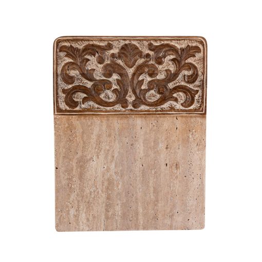 Park Hill Acanthus Carved Wood and Marble Natural Large Cutting Board - Image 2