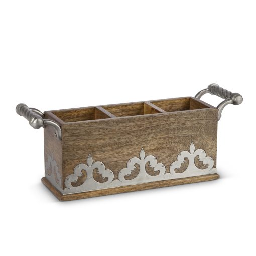 Park Hill Heritage Inlay Wood Flatware Caddy