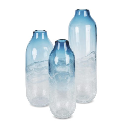 Park Hill Indigo Ink Artisan Glass Vases - Set of 3