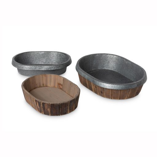 Park Hill Galvanized Lined Wooden Oval Trays - Image 4