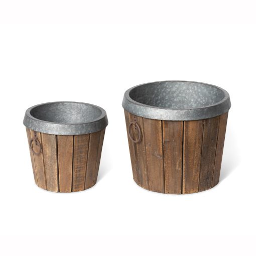 Park Hill Galvanized Lined Wooden Planters - Image 2