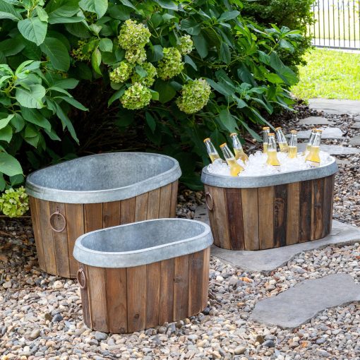 Park Hill Galvanized Wooden Oval Tub