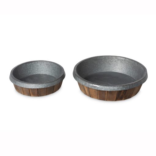 Park Hill Galvanized Lined Round Wooden Trays - Image 2