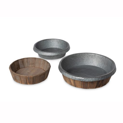 Park Hill Galvanized Lined Round Wooden Trays - Image 4