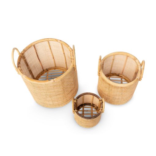 Park Hill Woven Rattan Baskets with Handles - Set of 3 - Image 4