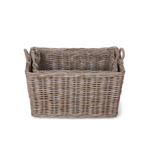 Park Hill Rattan Woven Storage Basket with Casters - Set of 2 - Image 4