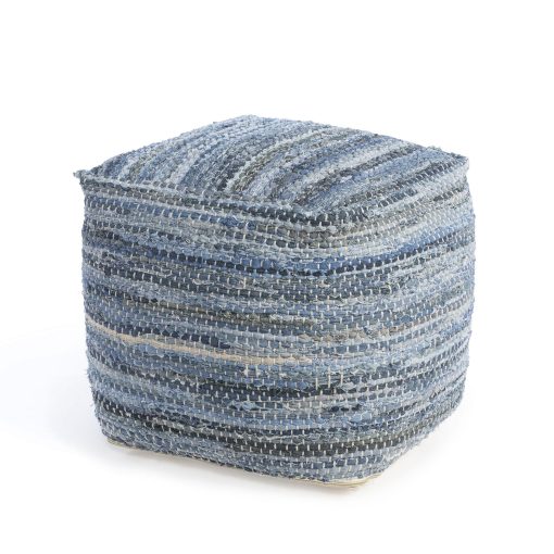 Park Hill Woven Recycled Denim Pouf - Image 2