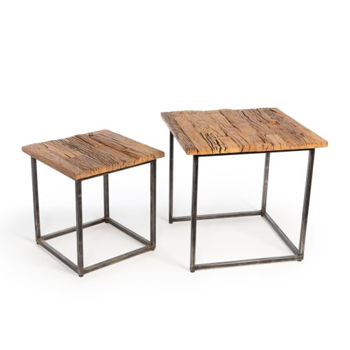 Park Hill Railway Wood and Iron Nested Side Tables - Set of 2 - Image 2