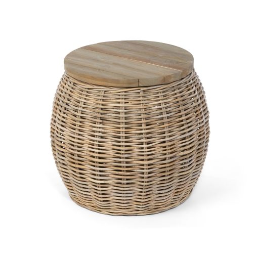 Park Hill Rattan Side Table with Wood Top - Image 6