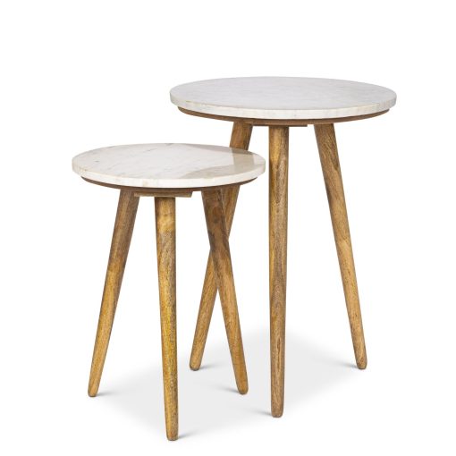 Park Hill Marble and Wood Accent Tables - Set of 2 - Image 2