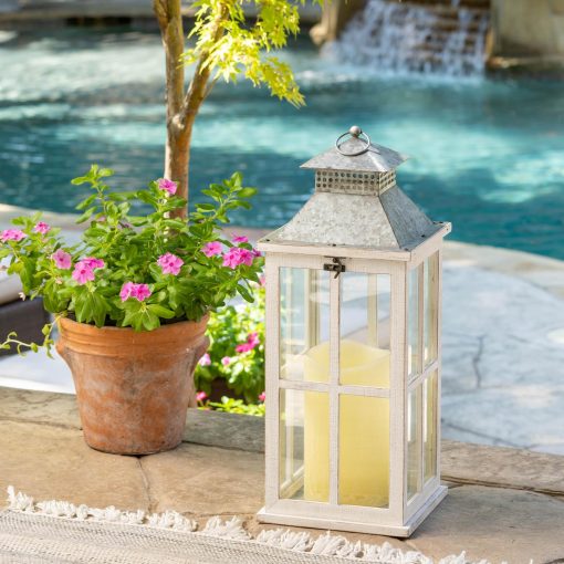 Park Hill Coastal Whitewash Lantern