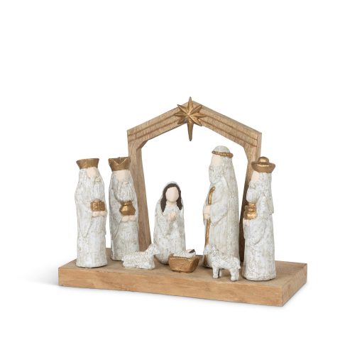 Park Hill Nativity Scene Carved Wooden Sculpture - Image 2