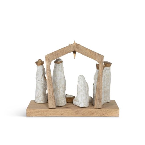 Park Hill Nativity Scene Carved Wooden Sculpture - Image 3