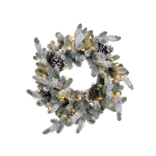 Park Hill Blue Spruce Wreath with LED Lights with Snow